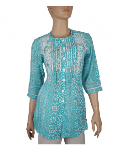 Casual  Kurti-Green Abstract