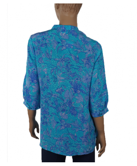  Short Silk Shirt - Aqua Floara