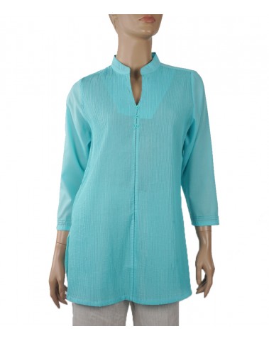 Casual  Kurti- Aqua Pintuck