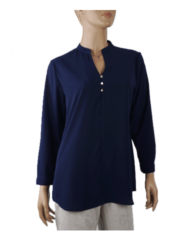 Plain Poly Casual  Kurti - Navy Blue