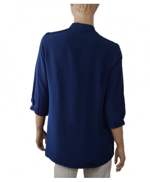 Plain Short Silk Shirt - Navy Blue