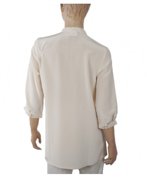 Plain Short Silk Shirt - Off White