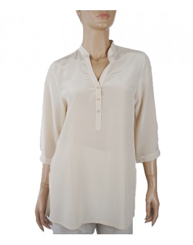 Plain Short Silk Shirt - Off White