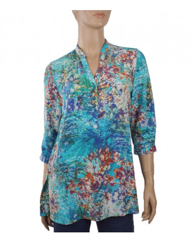  Short Silk Shirt- Blue Summer