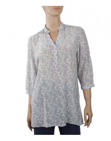  Short Silk Shirt- Offwhite Small Paisley