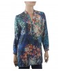  Long Silk Shirt - Blue Summer Floral