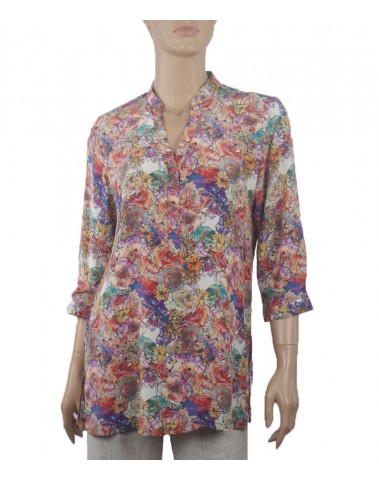  Short Silk Shirt- Floral Canvas