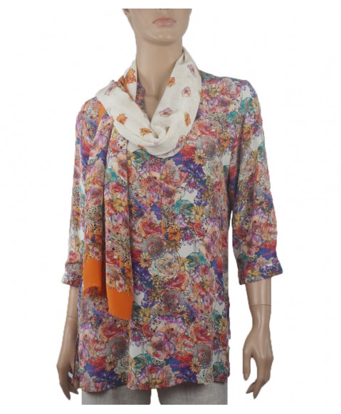  Short Silk Shirt- Floral Canvas