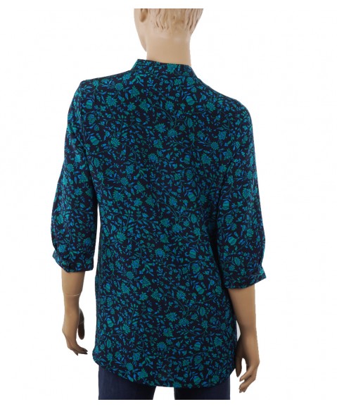  Short Silk Shirt - Blue Green Kashmir