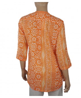 Embroidered Casual  Kurti-Orange Abstract