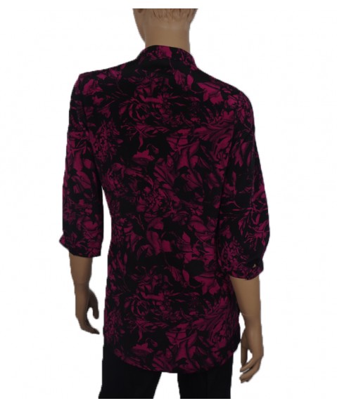  Short Silk Shirt-Black & Pink Floral 