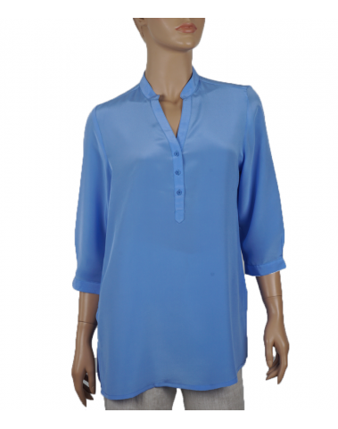Plain Short Silk Shirt -Baby Blue