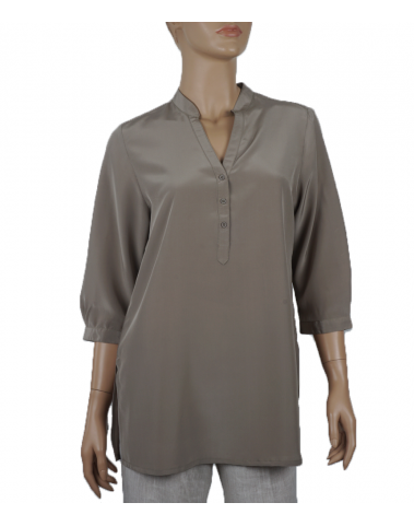 Plain Short Silk Shirt - Charcoal