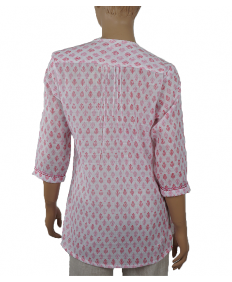 Embroidered Casual  Kurti-Pink Flower 