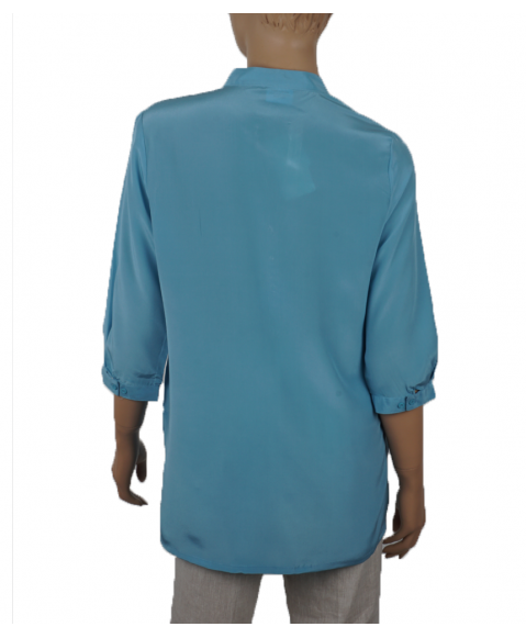 Plain Short Silk Shirt -Dusty Blue