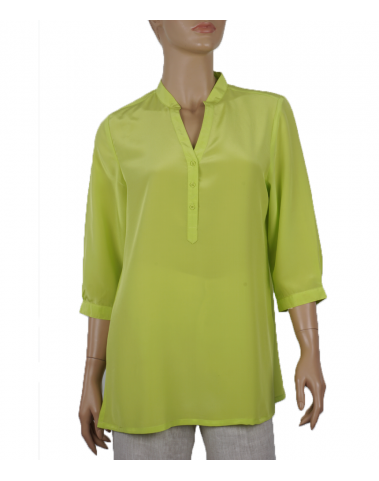 Plain Short Silk Shirt - Lime Green 