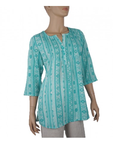 Casual  Kurti - Green Ikat