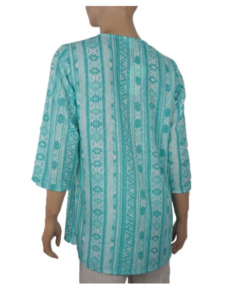 Casual  Kurti - Green Ikat