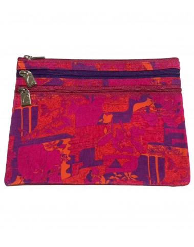 3 Zip Pouch - Pink and Orange Abstract