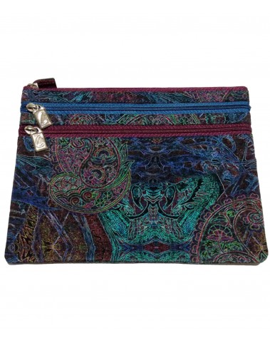 3 Zip Pouch - Deep Green Paisley Print