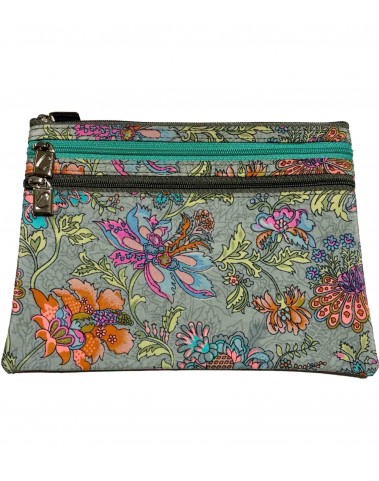 3 Zip Pouch - Grey Floral 