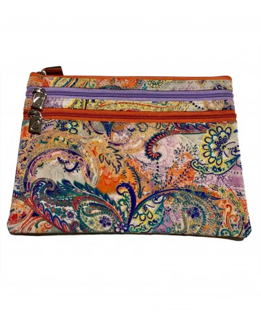 3 Zip Pouch - Paisley On White
