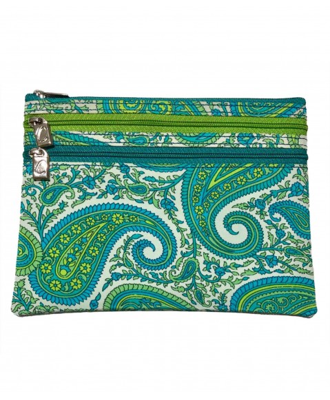 3 Zip and Wristlet Set - Turquoise Paisley