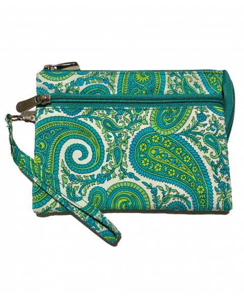 3 Zip and Wristlet Set - Turquoise Paisley