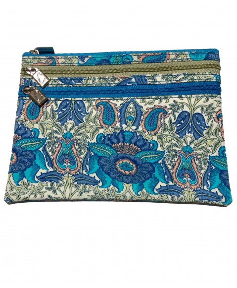 3 Zip and Wristlet Set - Blue Floral