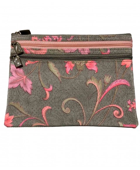 3 Zip and Wristlet Set - Pink and Grey Floral