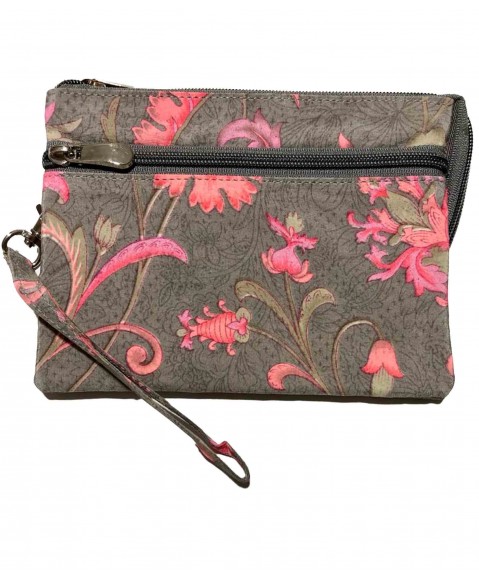 3 Zip and Wristlet Set - Pink and Grey Floral