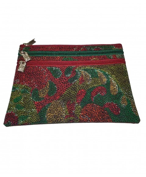 3 Zip and Wristlet Set - Mustard and Red Paisley