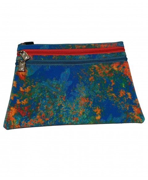 3 Zip and Wristlet Set - Blue Orange Smudge