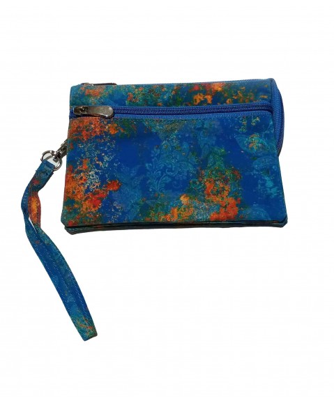 3 Zip and Wristlet Set - Blue Orange Smudge