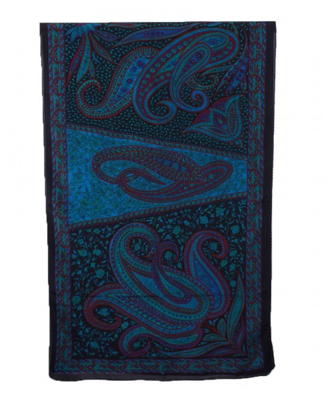 Crepe Silk Scarf - Blue Green Valle
