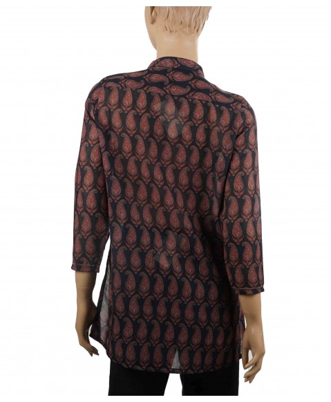 Antique Kurti - Black And Red Paisley