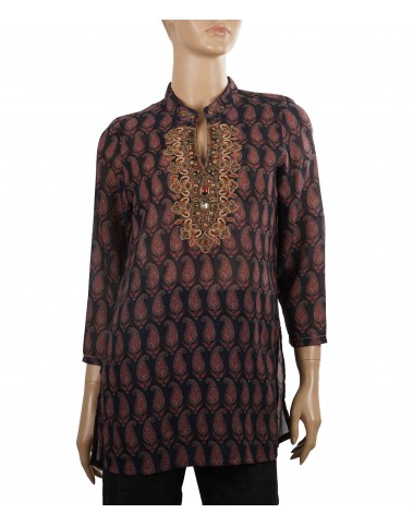 Antique Kurti - Black And Red Paisley