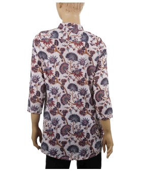 Casual Kurti - Dusty Purple Floral Pintuck