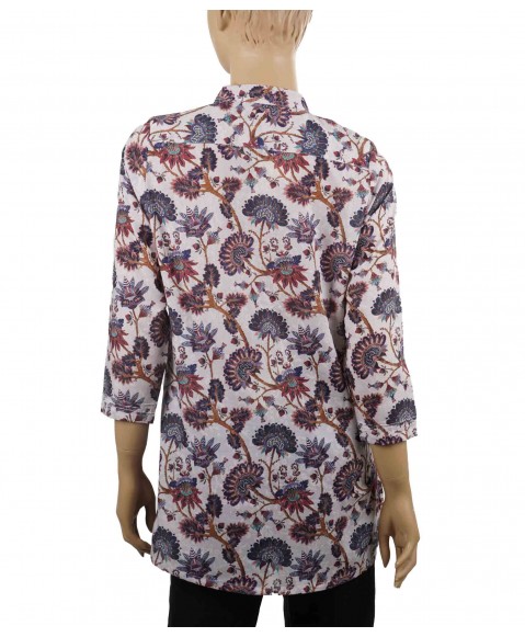 Casual Kurti - Dusty Purple Floral Pintuck