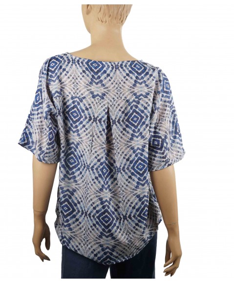 Casual Kurti - Indigo and Grey Swirl