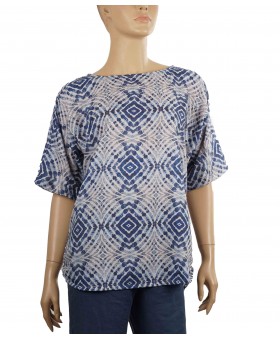 Casual Kurti - Indigo and Grey Swirl