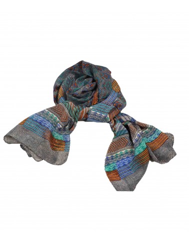 Crepe Silk Scarf - Butti On Deep Grey