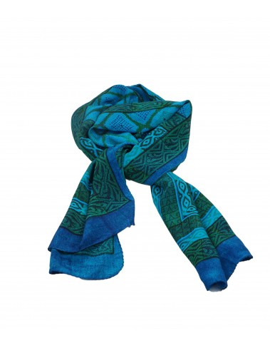 Crepe Silk Scarf - Blue Dotted Diamond