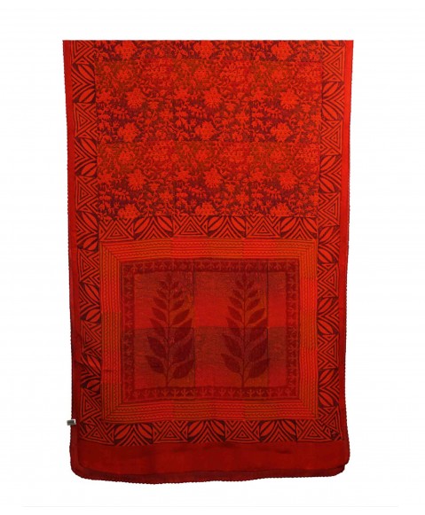 Crepe Silk Scarf - Red Floral