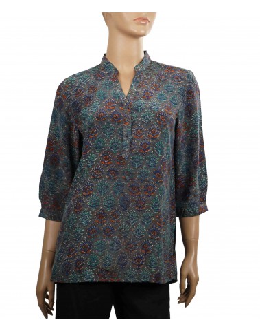 Short Silk Shirt - Butti On Deep Grey 