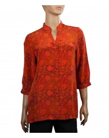 Short Silk Shirt - Red Floral