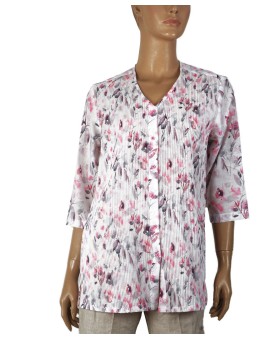 Casual Kurti - Pink Rust On White Base