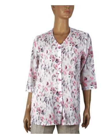 Casual Kurti - Pink Rust On White Base