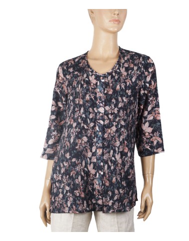 Casual Kurti - Black With Beige Leaf