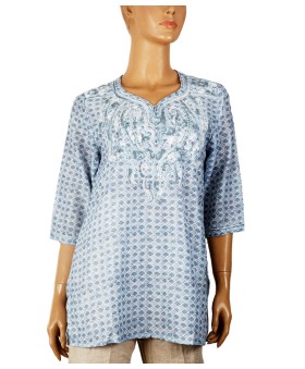 Casual Kurti - Blue Embroidery